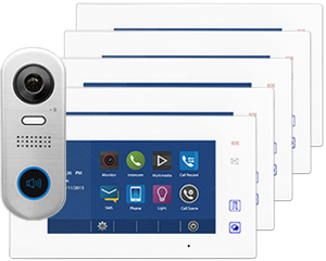 2-Easy Aura White Slim Doorbell 5-Monitor Door Entry Kit