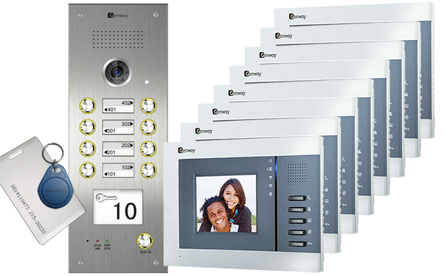 Genway Juno Card Reader 8-Flat Video Door Entry System #1