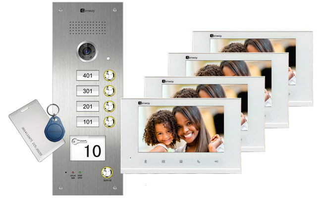 Genway Kendra Keyfob Reader 4-Flat Video Intercom System #1