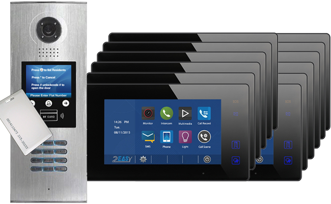2-Easy DigiOpen 12-Flat Video Door Entry System Aura Black Monitors #1