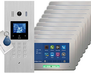 10-Flat Video Door Entry System DigiOpen Starlight with Alecto Image Recording monitors
