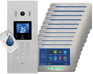 11-Flat Video Door Entry System DigiOpen StarLight with Alecto Monitors