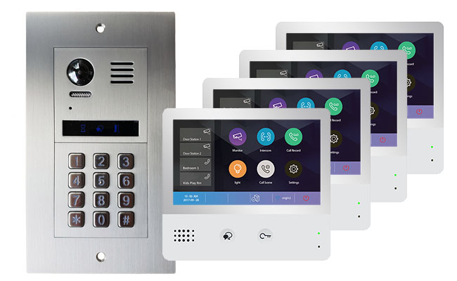 2-Easy Vulcan 4-Flat Keypad Video Door Entry System with WiFi monitors