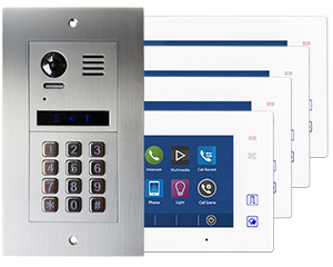 4-Flats Vulcan Keypad Video Door Entry System with Aura monitors
