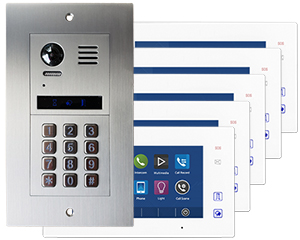 5-Flat Video Door Entry System Vulcan Keypad Aura monitors