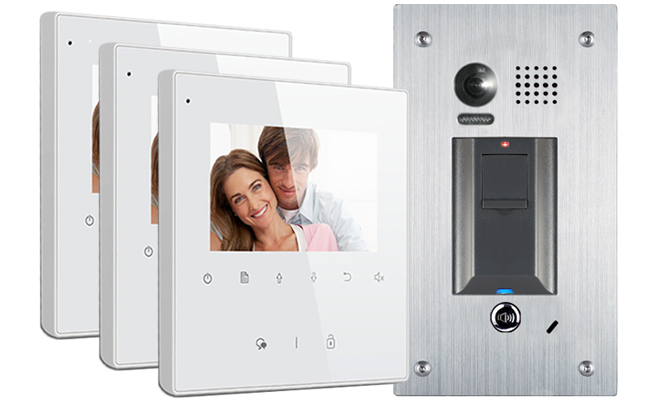 2-Easy Avro 3-Monitor Door Entry Kit Fingerprint Doorbell #1