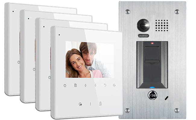 2-Easy Avro 4-Monitor Door Entry Kit Fingerprint Doorbell #1