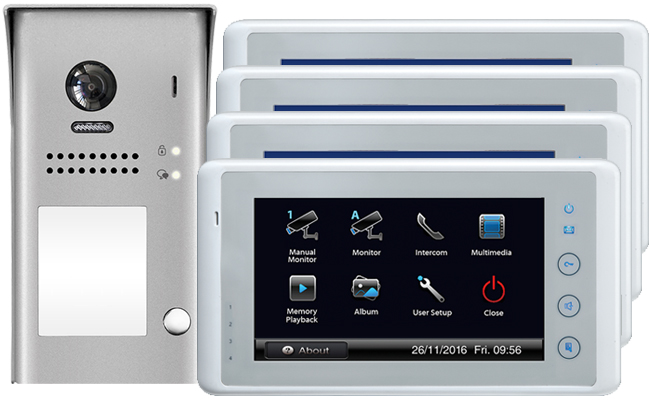 2-Easy Cronus White 4-Monitor Door Entry Kit Surface Doorbell