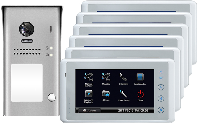 2-Easy Cronus White 7-Monitor Door Entry Kit Surface Doorbell #1