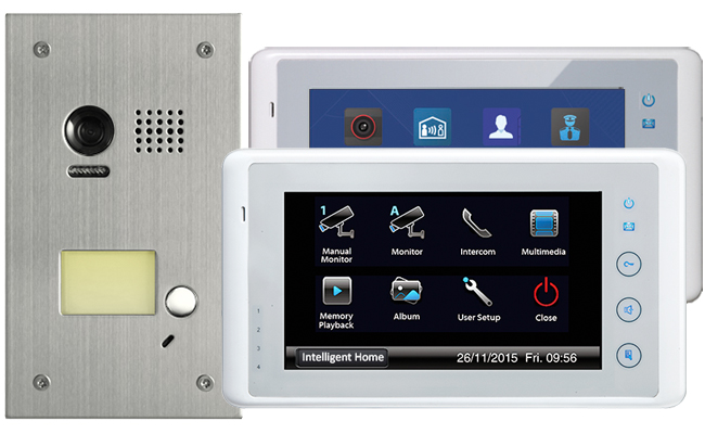2-Easy Cronus White 2-Monitor Door Entry Kit Flush Steel Doorbell