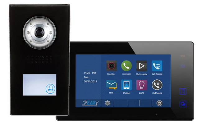 2-Easy Aura Black 1-Monitor Door Entry Kit with Black Doorbell #1