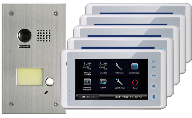 2-Easy Cronus White 5-Monitor Door Entry Kit Flush Steel Doorbell #1