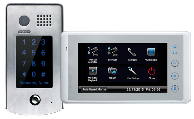 2-Easy Cronus White 1-Monitor Door Entry Kit Touchscreen Keypad Doorbell
