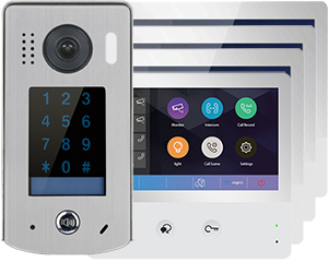 2-Easy WiFi IP 4-Monitor Door Entry Kit Touchscreen Keypad Doorbell