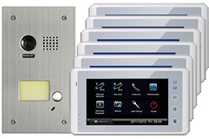 2-Easy Cronus White 6-Monitor Door Entry Kit Flush Steel Doorbell