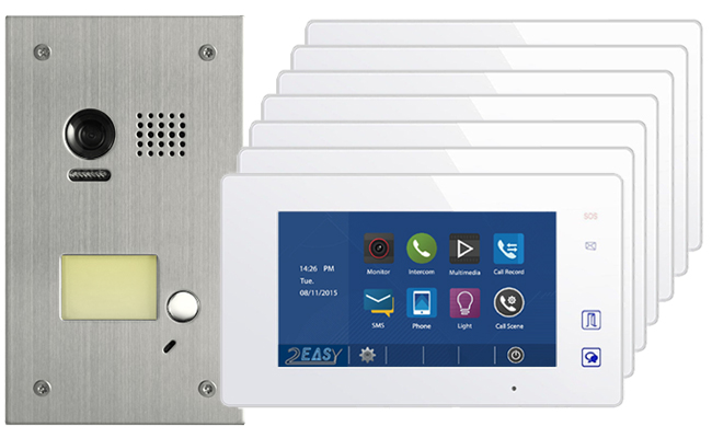 2-Easy Aura White 7-Monitor Door Entry Kit with Flush Steel Doorbell #1