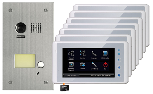 2-Easy Cronus White 7-Monitor Door Entry Kit Flush Steel Doorbell