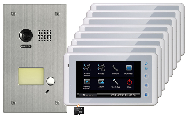 2-Easy Cronus White 8-Monitor Door Entry Kit Flush Steel Doorbell #1