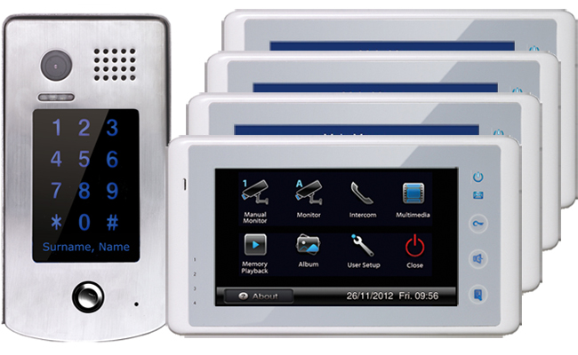 2-Easy Cronus White 4-Monitor Door Entry Kit Keypad Doorbell #1