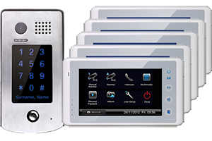 2-Easy Cronus White 5-Monitor Door Entry Kit Keypad Doorbell
