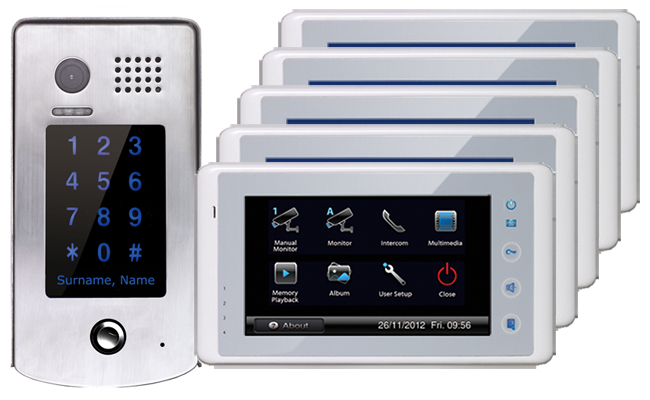 2-Easy Cronus White 5-Monitor Door Entry Kit Keypad Doorbell #1