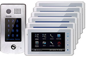 2-Easy Cronus White 6-Monitor Door Entry Kit Keypad Doorbell