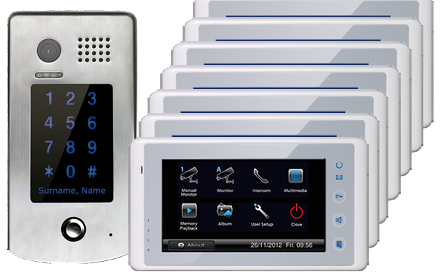 2-Easy Cronus White 7-Monitor Door Entry Kit Keypad Doorbell