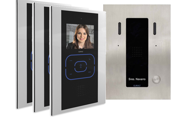 Guinaz 3-Monitor Tactile Black Image Recording Door Entry Kit #1