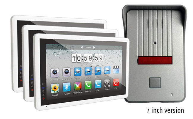 Qualvision Sonata White 7-inch 3-Monitor Door Intercom Surface Doorbell