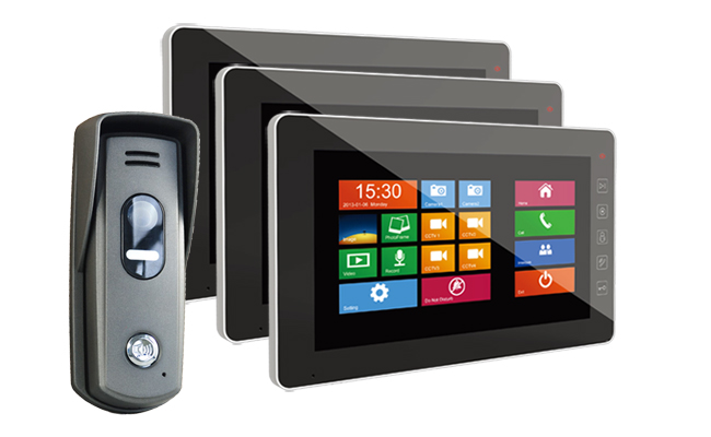 Qualvision Sonata Black 7-inch 3-Monitor Door Intercom Slim Doorbell #1